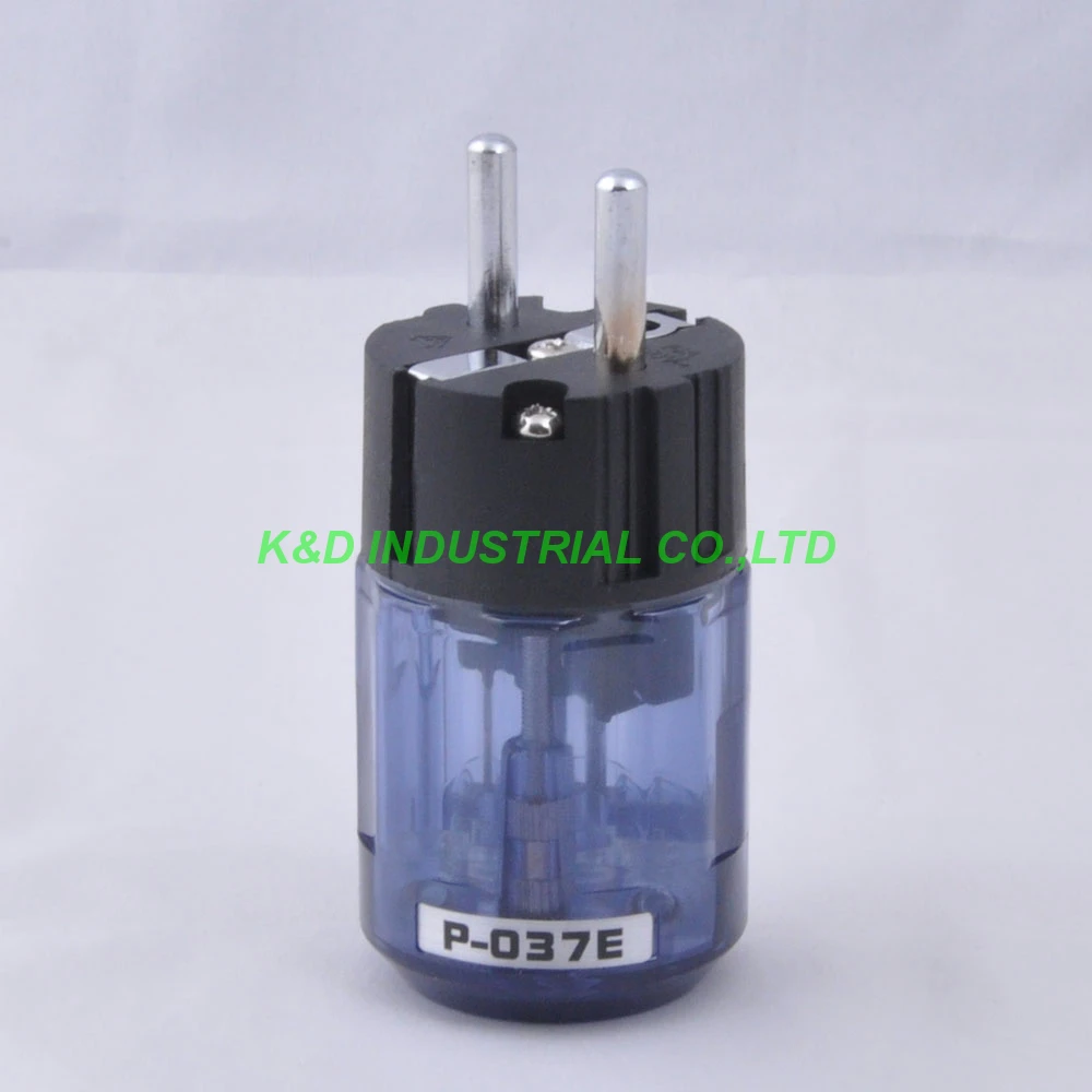 

2pcs Audio AMP Schuko EUR AC Power Plug Rhodium Plate Transparent Blue P037