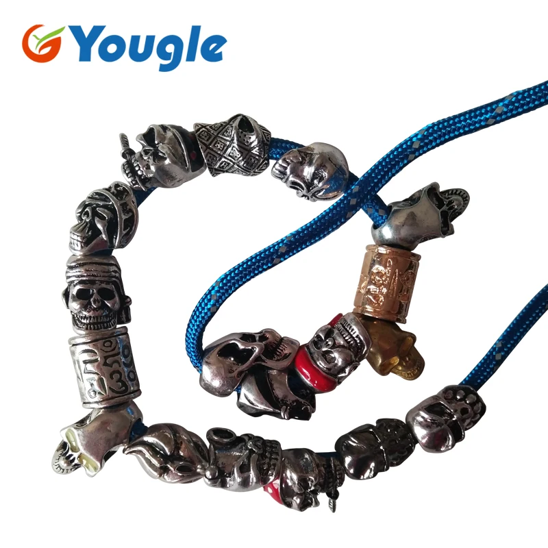YOUGLE 5 шт./лот очаровательные металлические черепа бусины для DIY Паракорд браслеты