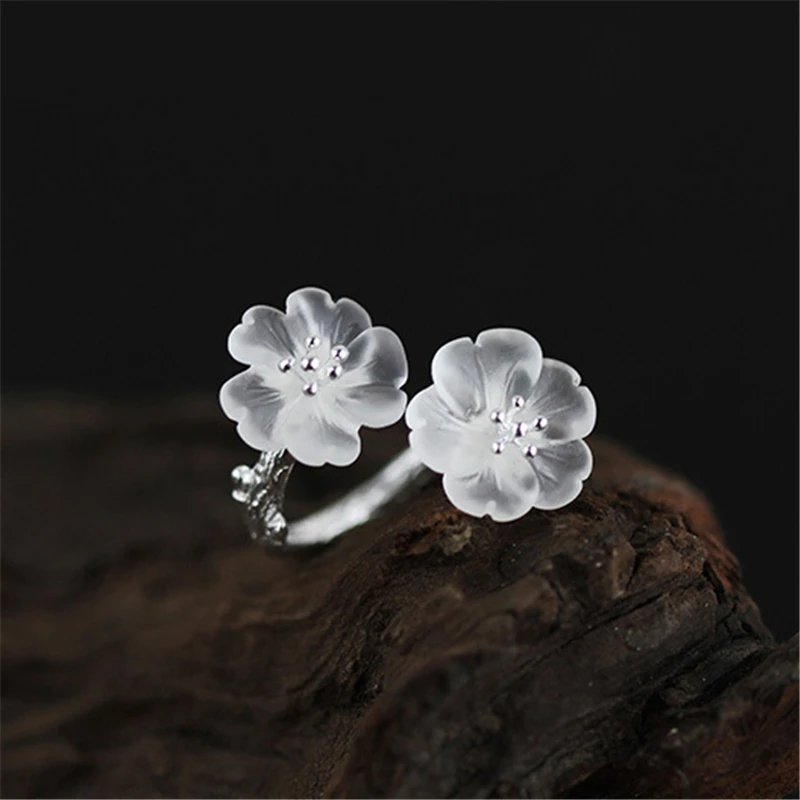 Lotus Fun Real 925 Sterling Silver Ring Natural Crystal Handmade Designer Fine Jewelry Flower in the Rain Rings for Women