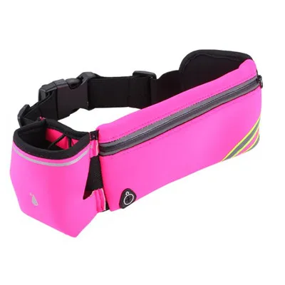 Женская Мужская Беговая поясная сумка для активного отдыха, спортивные походные гонки, тренажерный зал, фитнес легкий водонепроницаемый гидрационный ремень, бутылка для воды, сумка для бедер - Цвет: Pink