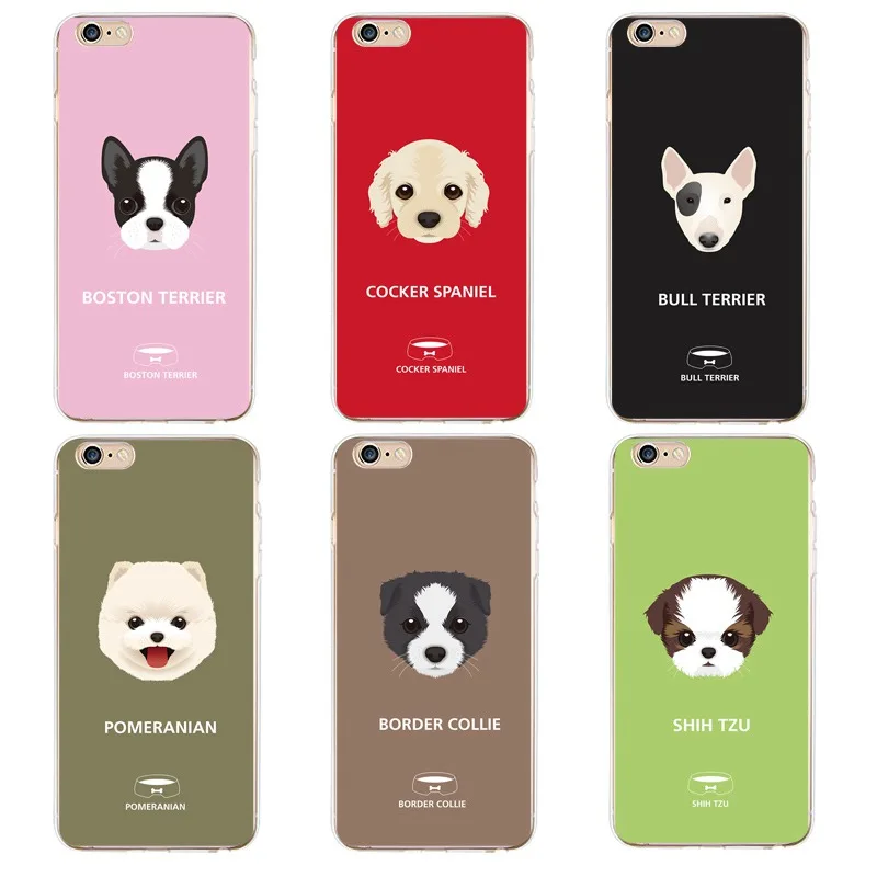 Cartoon Soft Clear TPU Phone Case For iPhone 4/4s 5 5s 6 6plus 7 8plus x Silicone Dog Printed Shell Bag Free Shipping | Мобильные