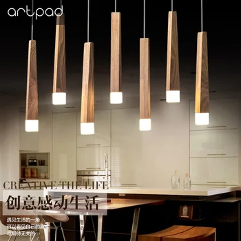 

Nordic Art Design Wood Stick Pendant Lights Creative Simple Bar Restaurant Living Room Led Long Stick Hanging Pipe Pendant Lamp