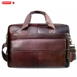 2019 Новый пояса из натуральной кожи для мужчин сумки 15,6 "Ноутбук Бизнес Портфели мужской сумка коровьей Путешествия crossbody