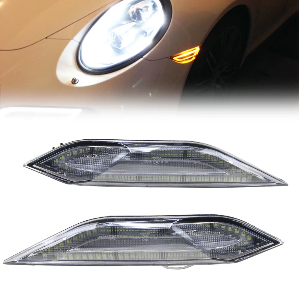 Clear Lens Amber/White LED Side Markers Lights Drl Signals For Porsche Cayenne 11 14LIGHT BAR