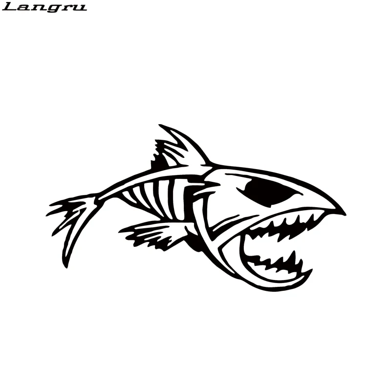 

Langru Mouth Skeleton Tribal Fish Vinyl Decal Kayak Fishing Car Truck Boat Car Styling Accessories JDM