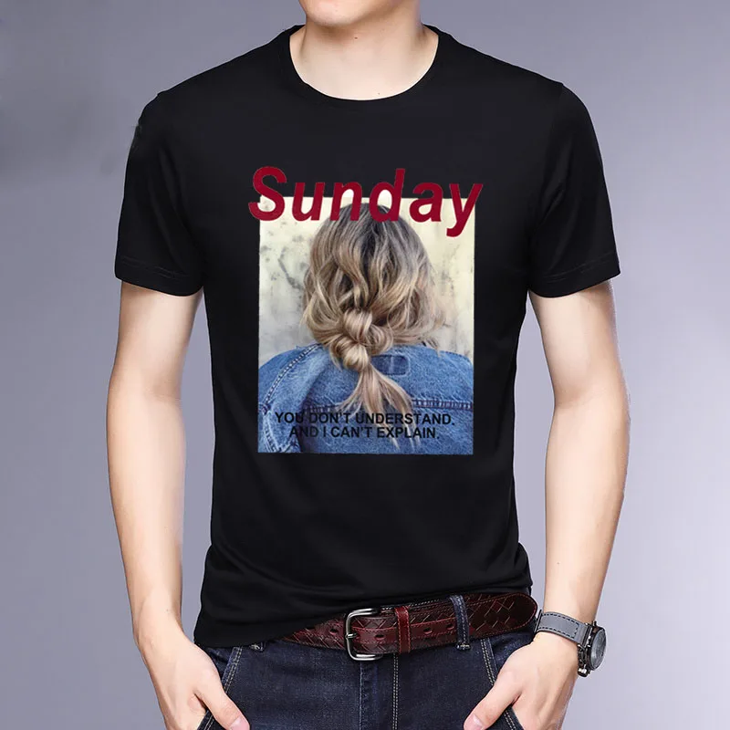 2019 Smmer tops t shirts funny short sleeve t shirts funny cotton sunday print casual homme tops & tees plus size mens clothing