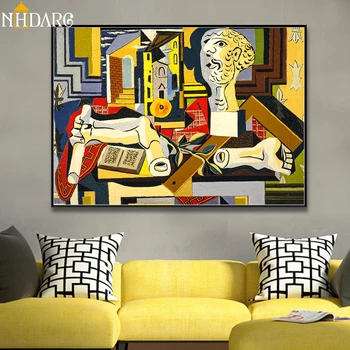 

Studio with Plaster Head Pablo Picasso Artwork Canvas Print Painting Poster Wall Pictures for Living Room Home Decor Wall Decor