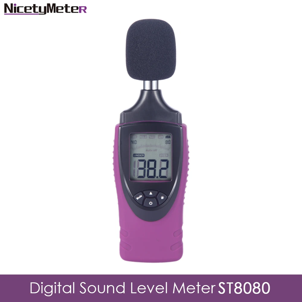 

Nicetymeter ST8080 40-130dBA Portable Digital Sound Noise Audio Level Meter Measuring Decibel Pressure Logger Tester Monitor