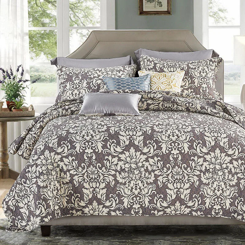 

CHAUSUB Vintage Printed Quilt Set 3PCS Coverlet Set Washed Cotton Quilts Sheet Quilted Bedspread Bed Cover Pillowcase King Size
