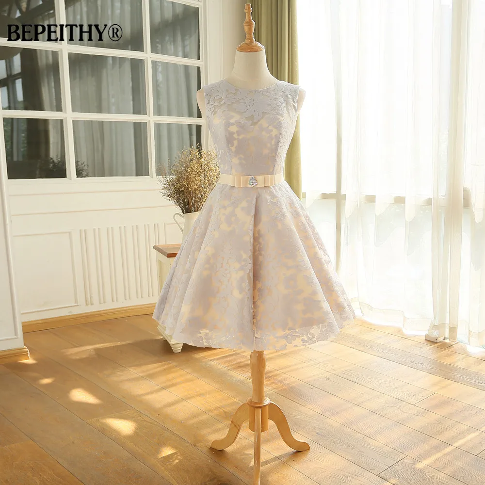 

Cheap Short Girls Homecoming Dresses For Party Vestido De Festa Lace Vintage Graduation Dress With Belt 2019