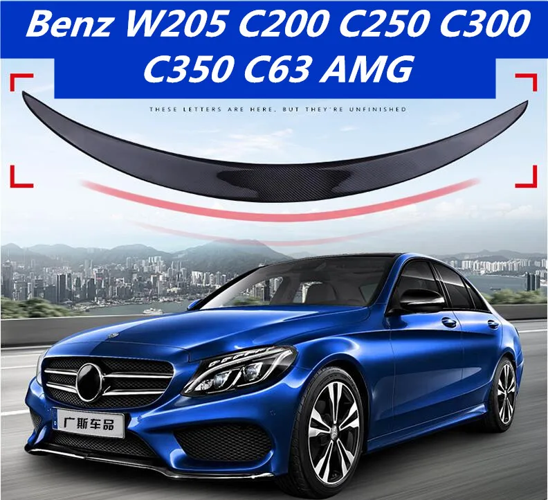 

NEW Carbon Fiber CAR REAR WING TRUNK LIP SPOILER For Benz W205 C200 C250 C300 C350 C63 2015 2016 2017 2018 2019 BY EMS
