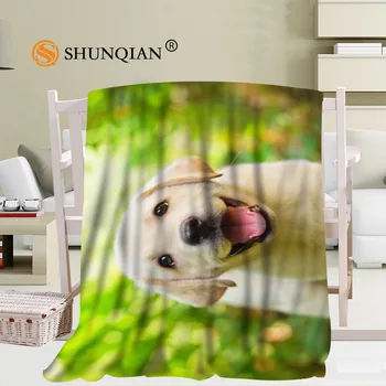 

Custom Cute labrador dog Flannel Falafel Fabric 56x80inch 50X60inch 40X50inch Sofa Bed Throw Blanket Kid Adult Warm Blanket