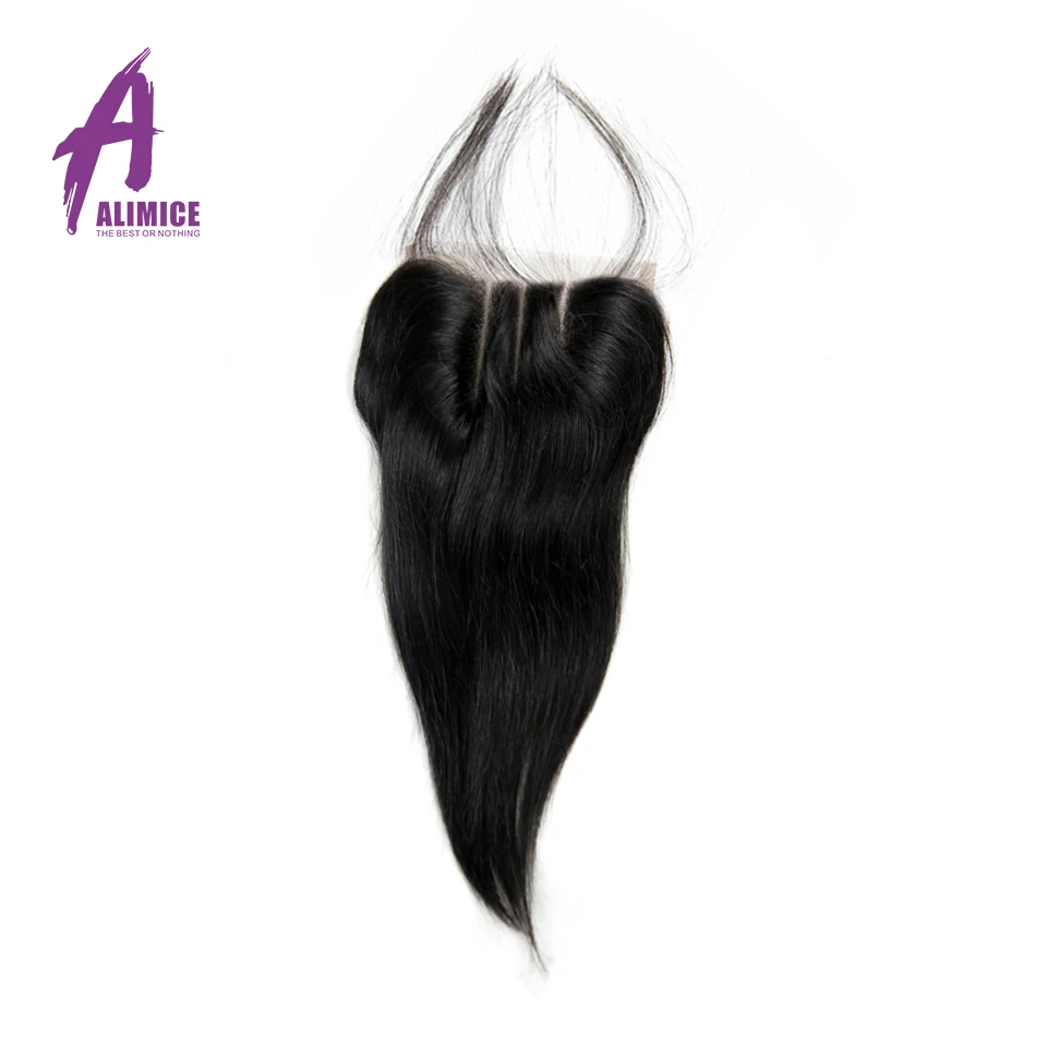 

ALIMICE Indian Straight Hair Lace Closure 100% Human Hair Closure 8-24Inch Natural Color Hair Extensions Remy Hair Weaves