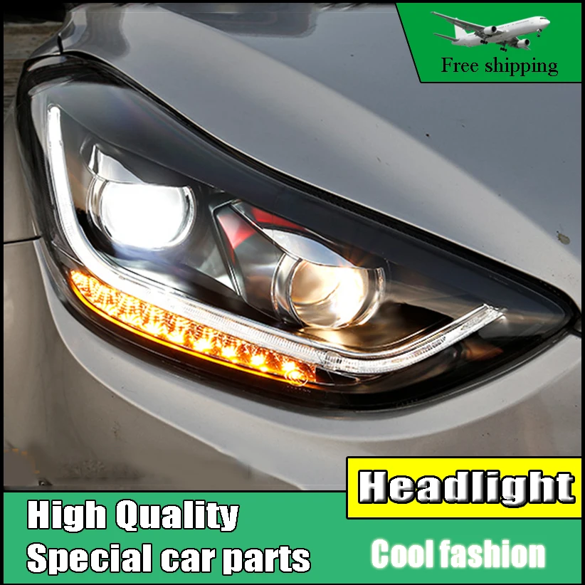 Car Styling Head Lamp Case For Hyundai ELANTRA 2012 2015 Headlights LED