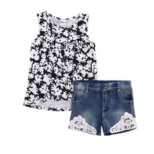 Toddler Kids Baby Girl Clothes Set Children Clothing Summer Girls Costume Sleeveless T-shirt Tops Short Pants 2PCS Outfits Set