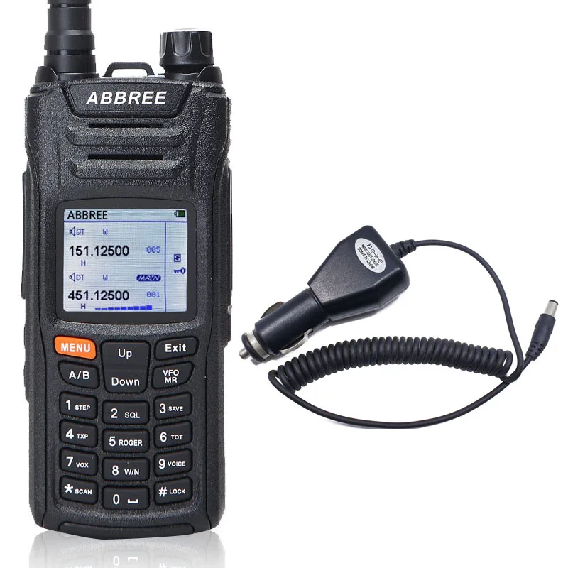 Abbree AR-F6 Ham Walkie Talkie Radio125-560MHz все полосы большой диапазон двойной дисплей двойной режим ожидания VOX DTMF SOS ЖК-дисплей цветной дисплей - Цвет: add car charger