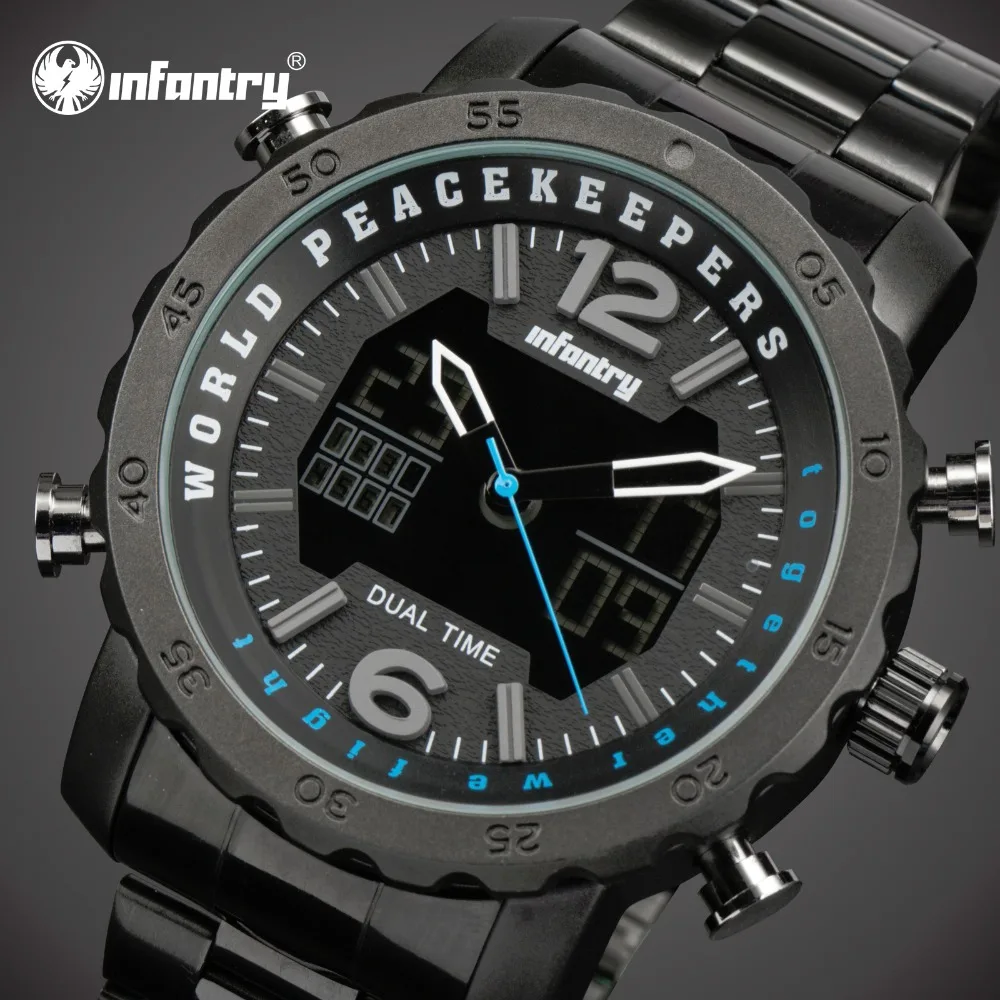 

INFANTRY Watches Men Luxury Brand Analog Digital Wateches Stainless Steel Strap Chronograph Sports Watches WORLD PEACEKEEPERS