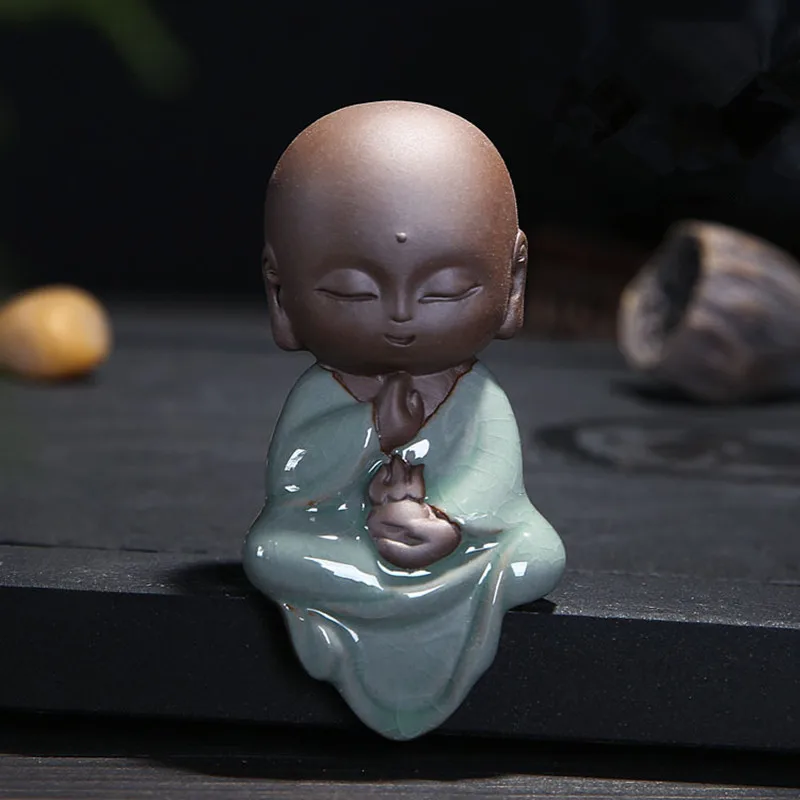 Креативные маленькие статуи Будды буддистские татагаты милые пески Будды керамические чайные аксессуары для домашних животных украшения Будды бутик
