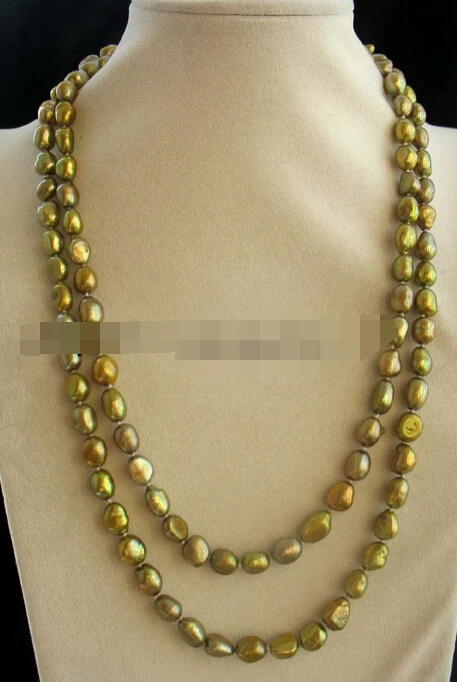 

huij 003240 freshwater pearl unique green baroque necklace 42" nature