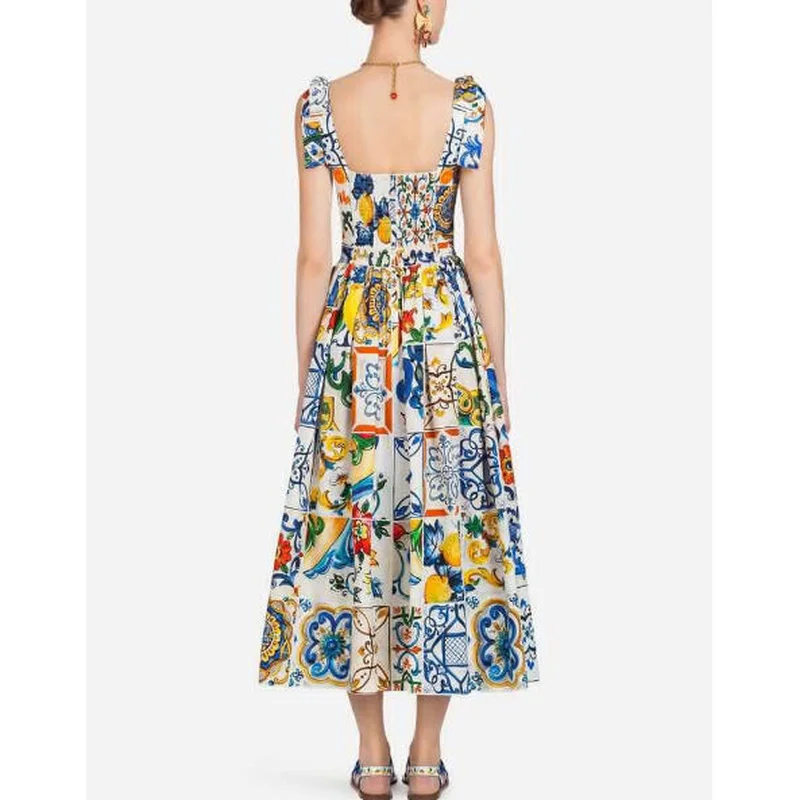 Patterns Vacances De Imprimer Sans Sexy Mignon Femmes Porcelaine Maxi Jc2945 Dos 2019 Manches Sicile Print Robe D'été Fille Robes Mode Nu z6Prnzaq