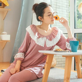 

Nursing Maternity Pajamas Spring Modal Long Sleeve Fashion Lace Home Breastfeeding Pregnant Clothes Short Sleeve+Shorts Set A301