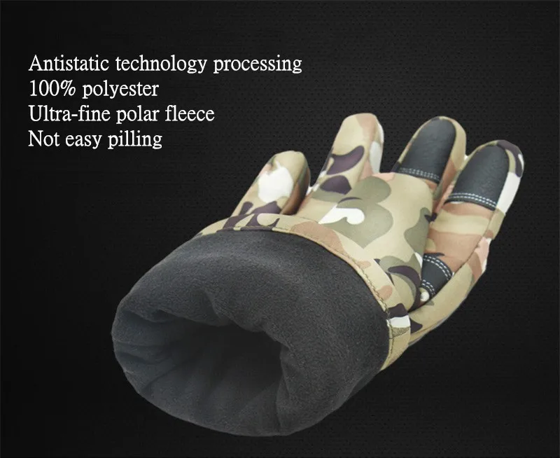 Winter Tactical Gloves Camouflage Genuine Leather Thicker Sports Combat Gear Glove Thick Full Finger Military Glove Waterproof