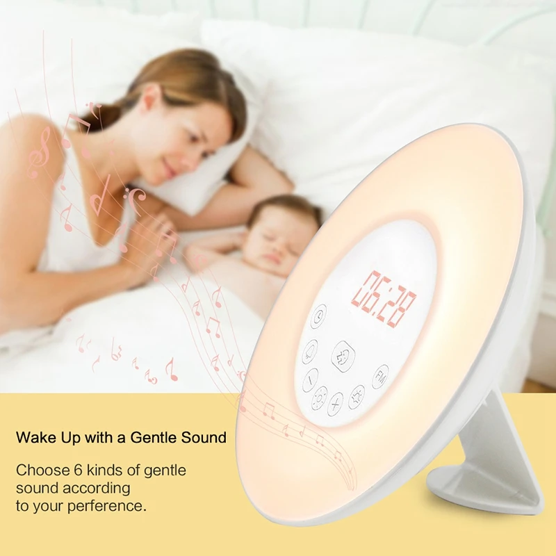 Touch Sensing Digitalen Wecker Sunrise Sunset FÜHRTE Aufwachen lichter Mit FM Radio RGB Bunte Licht Schlummermodus Natur Sound