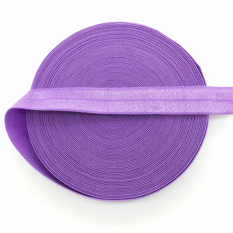 5 ярдов/партия, 5/8 дюйма, 15 мм, эластичная лента, многоцветная, складывается на резинке, спандекс, сатин, лента, галстуки, аксессуары для волос, кружево отделка шитье, идея - Цвет: Purple