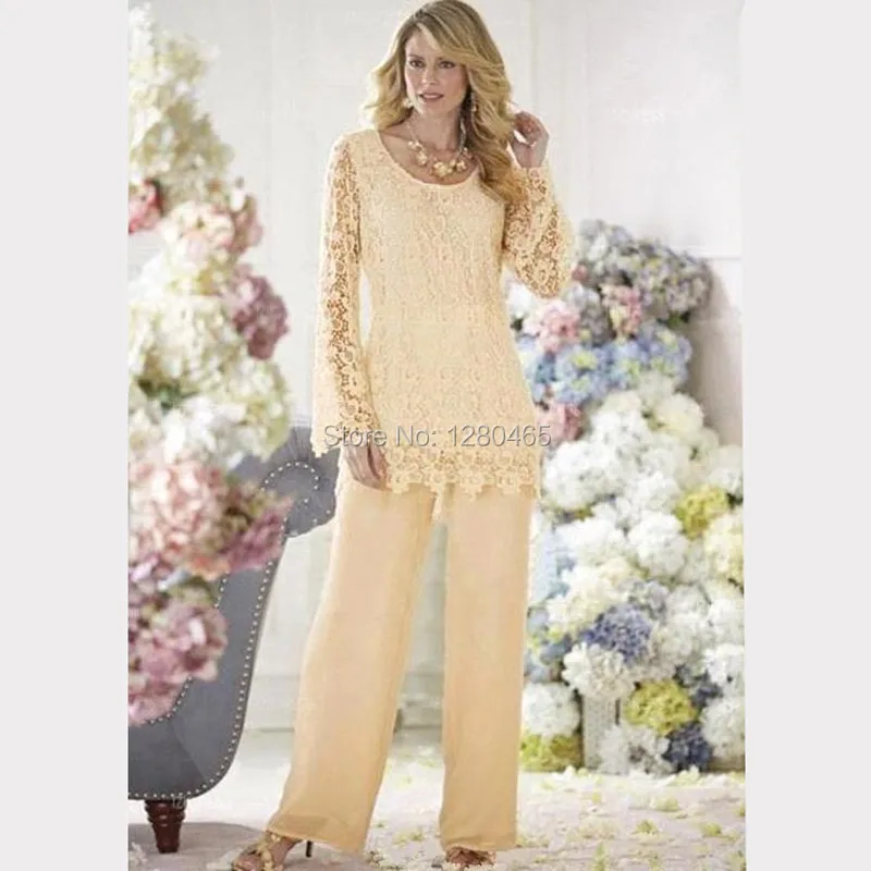 Chiffon Pant Suits for Mother of the Bride Dress Lace Mother Prom Evening Dress Pant Suits for