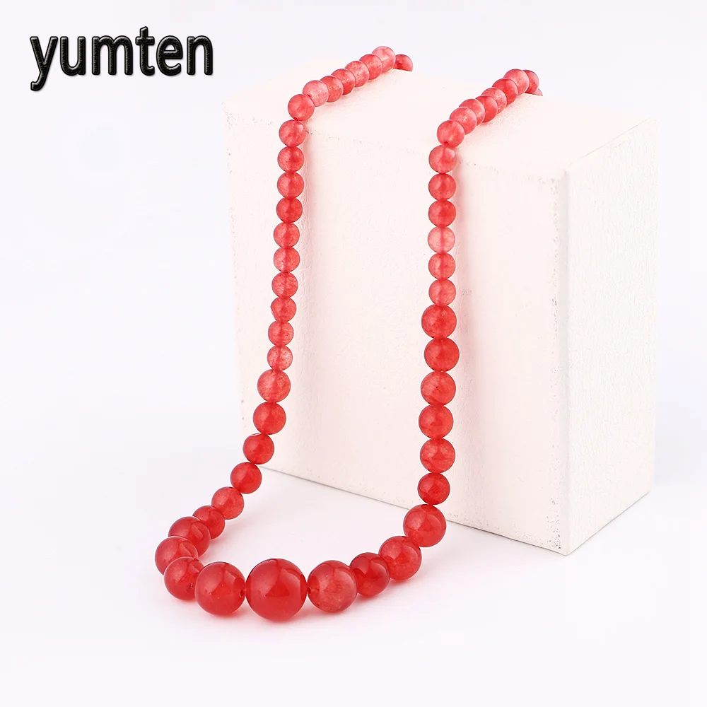 

Bright Red Agate Beads Necklace Fashion Jewelry Gifts for Women Wedding Long Necklaces Natural Stones Decoration on The Neck