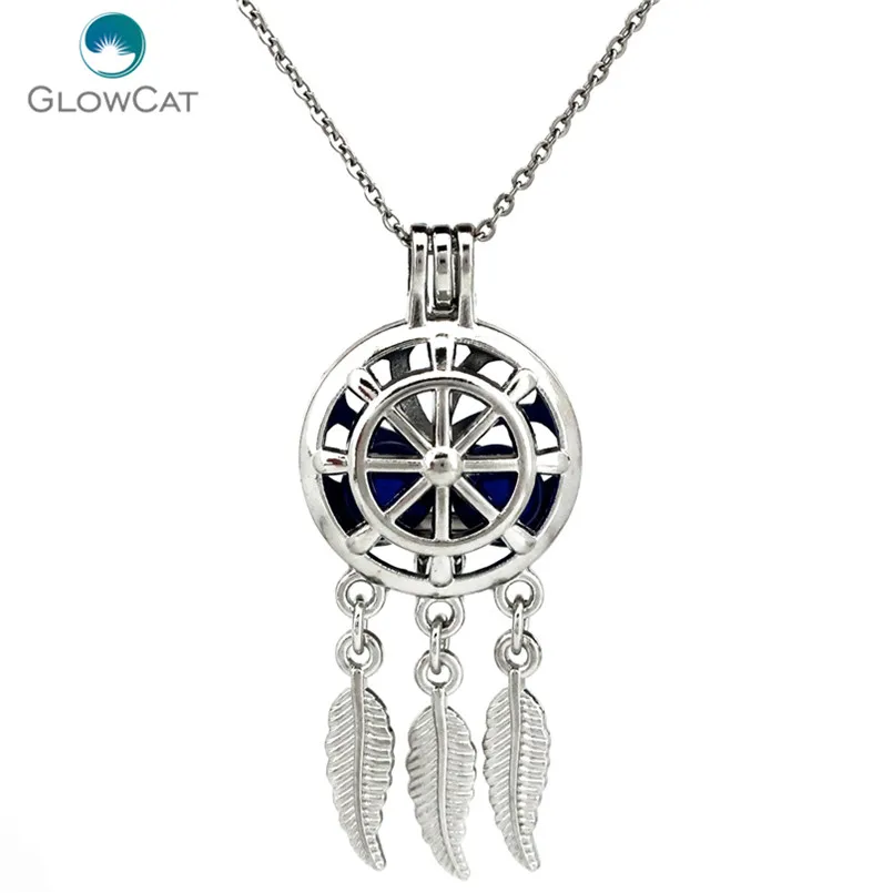 Sliver Alloy Dream Catcher Beads Charms Pearl Cage Locket Aroma Diffuser Pendant