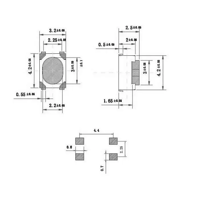 10 шт. SMT 3,2X4,2X2,5 мм 3*4*2,5 мм 4-контактный тактильный Такт кнопочный Микропереключатель Мгновенный