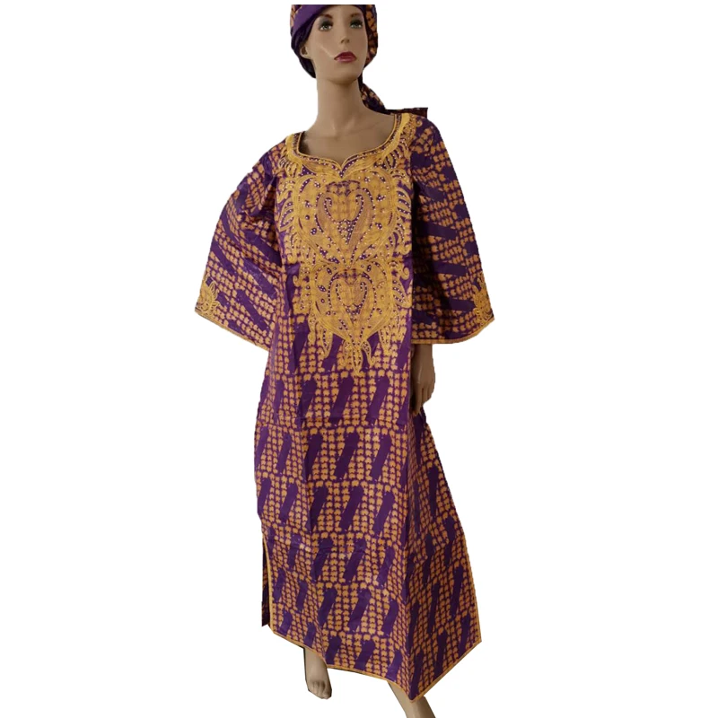 MD африканские платья для женщин 2019 Новые африканские Дашики вышивка платье плюс размер Дамская одежда с повязкой на голову