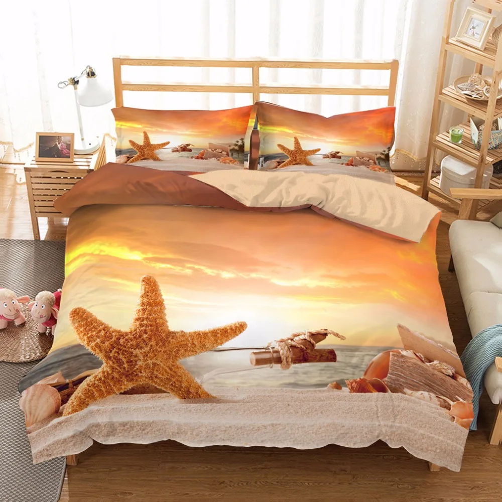 

3D print starfish new style Sunny beach vacation Bedding set,kids/lovers' gift Duvet cover set