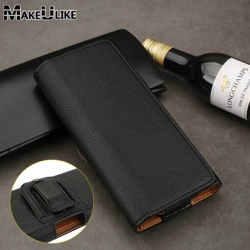 

MAKEULIKE PU Leather Pouch Case For Oneplus 5T Litch Belt Clip Universal Holster Bags For Oneplus 3T 6 X Case