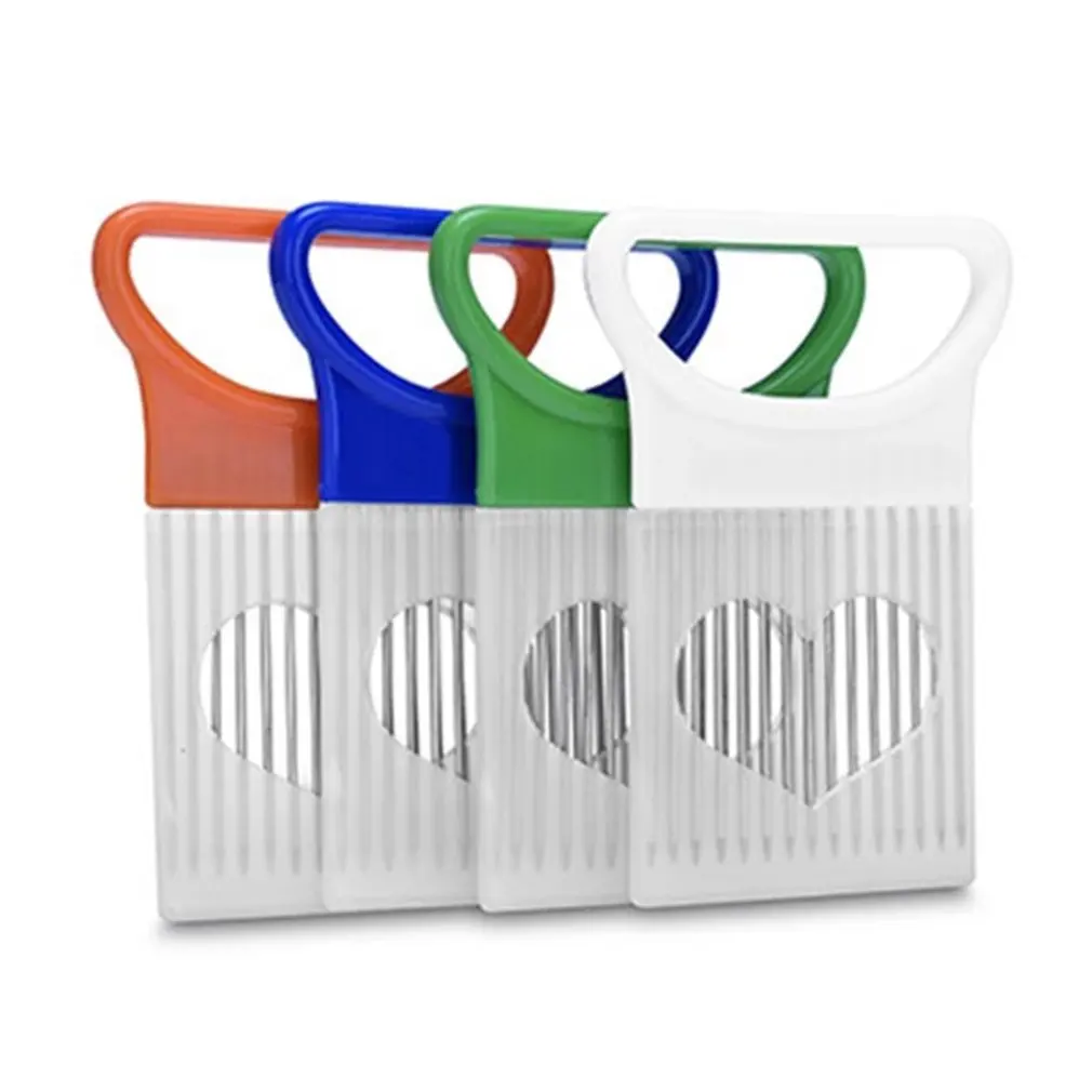 

New Shrendders & Slicers Tomato Onion Vegetables Slicer Cutting Aid Holder Guide Slicing Cutter Safe Fork