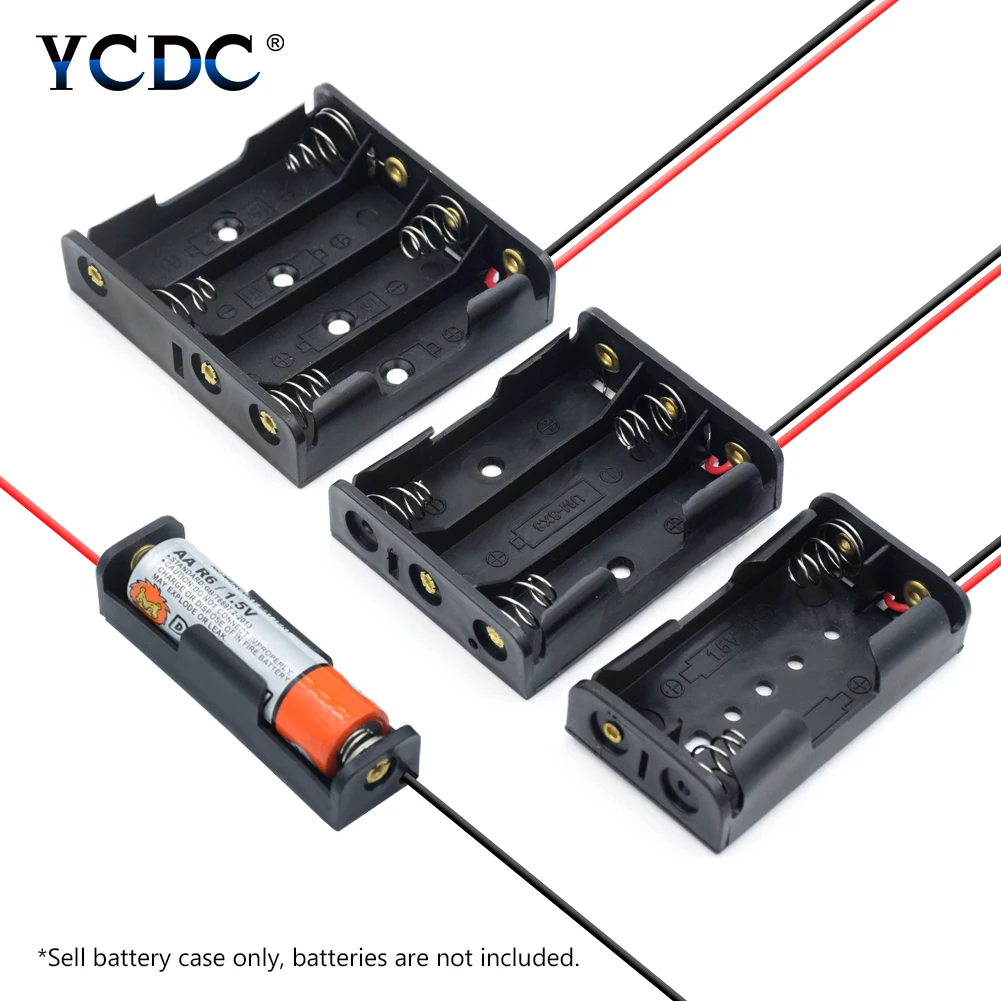 

DIY AA Battery Holder Battery Storage Box Case Holder Leads with 1X 2X 3X 4X Multi Purposes LR6 Container+Lead Cables