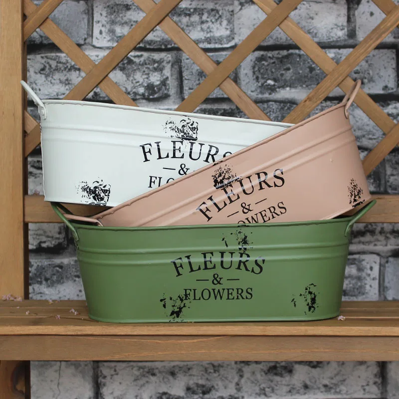

10Pcs/Lot Cheap Wholesale Big Metal Planter Glazed Bucket Retro Succulent flowerpot Home & Flowers