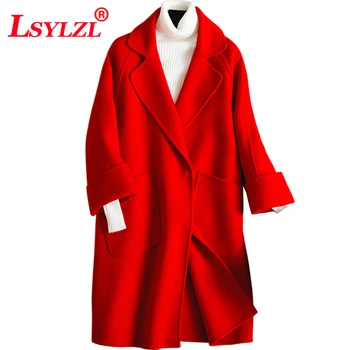 

Winter Double-Faced Cashmere Temperament Woolen Coat Women Models Long Section 2020 New Fashion Big Red Woolen Coat Q14