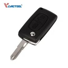 2 knoppen afstandsbediening autosleutel leeg shell fob kofferbak knop flip sleutel behuizing met 206 mes en batterijhouder (CE0536) voor Peugeot
