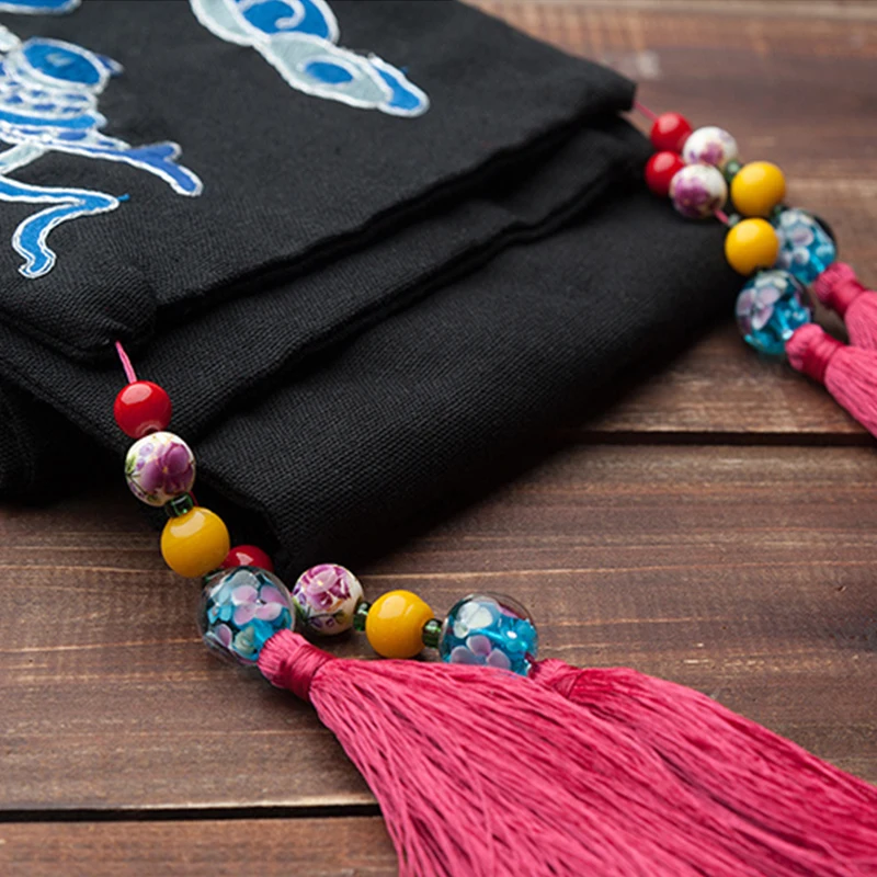 Женские хлопковые и льняные шаровары с вышивкой в этническом стиле драконов