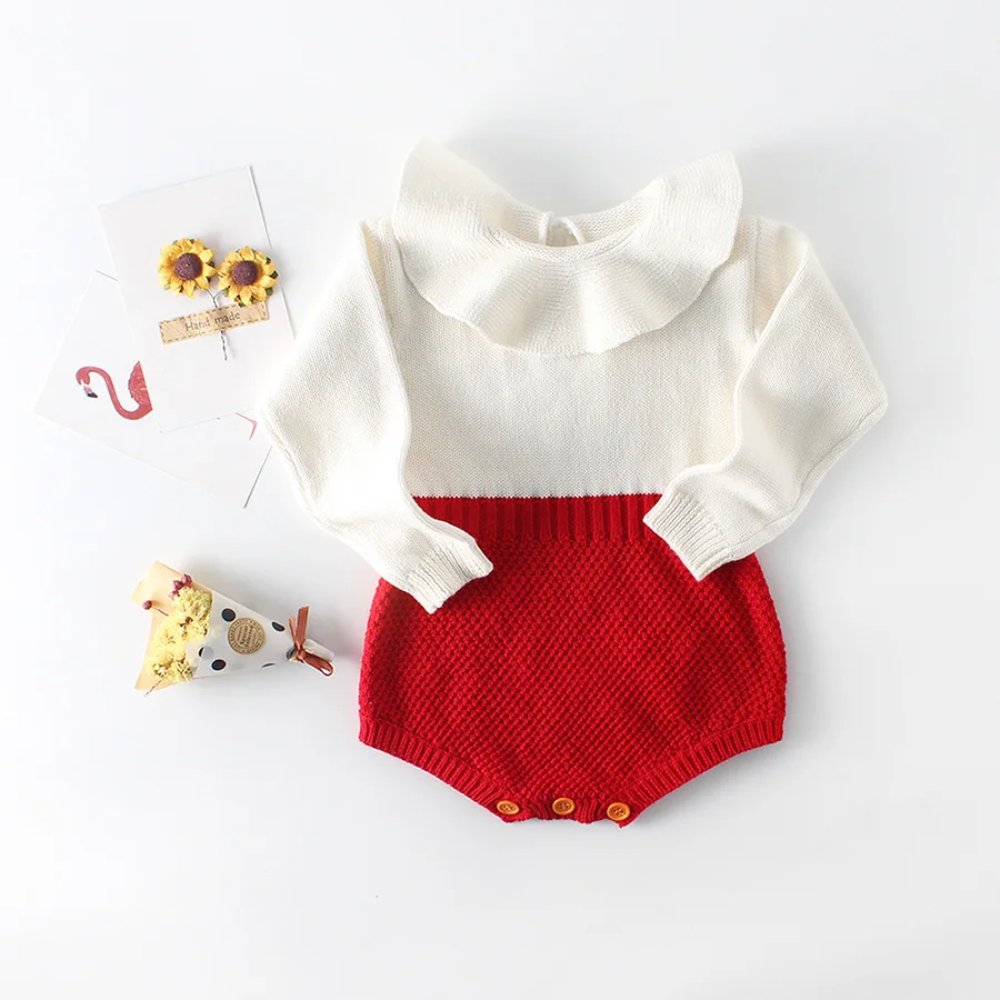 

Cotton Ruffles Princess Girl Knitted Overalls Infant Newborn Baby Girl Clothes Full Kids Jumpsuits Newborn Baby Girl Clothing