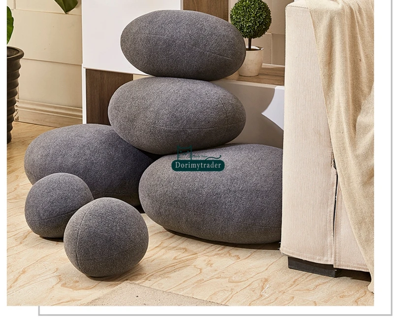 Dorimytrader 1 Set 6pc Cute Emulational Soft Stone Shape Plush Cushion Big Stuffed Soft Mix Color Cobblestone Pillow Kids Play Doll DY60830 (7)