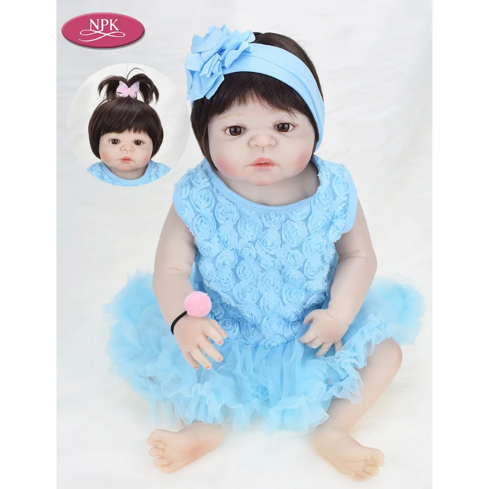 NPK 57 см полное тело силиконовая девочка Reborn Baby кукла игрушка настоящая девочка Реалистичная новорожденная девочка малыши Модная Кукла