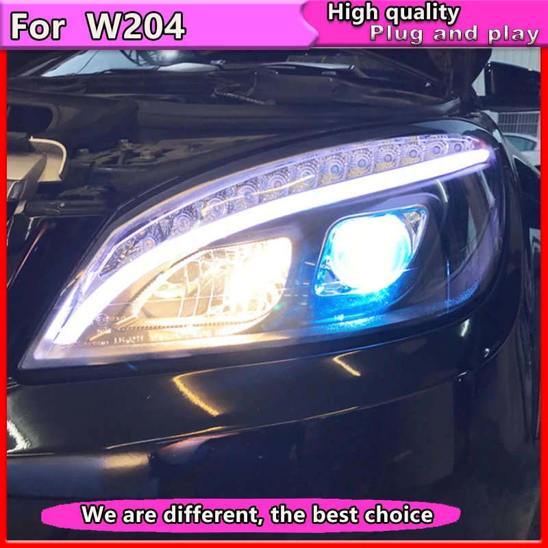Автомобильный Стайлинг для Mercedes Benz W204 C180 C200 C260 фары 2007 2011 авто светодиодный DRL