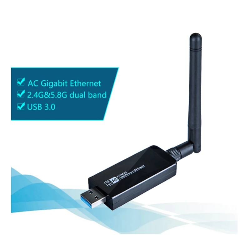 802.11AC 1200 Мбит/с USB беспроводная сетевая карта 2,4G/5G двухдиапазонный USB Wifi адаптер USB3.0 интерфейс с 2dBi антенной Wifi приемник