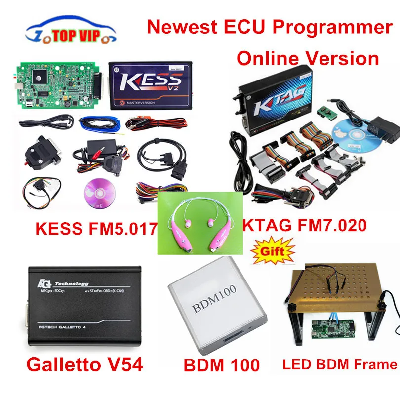 

Newest!! KESS 5.017 ECU Programmer Online Master+ KTAG 7.020 + Galletto V54+Newest LED BDM Frame+BDM 100 KESS V2.23 Full Set