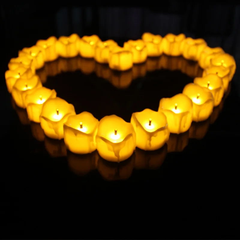 Pack of 6 Flickering Tea Candles Battery Operated Candle LED,Yellow light Electronic Fake Flameless tealights For Wedding