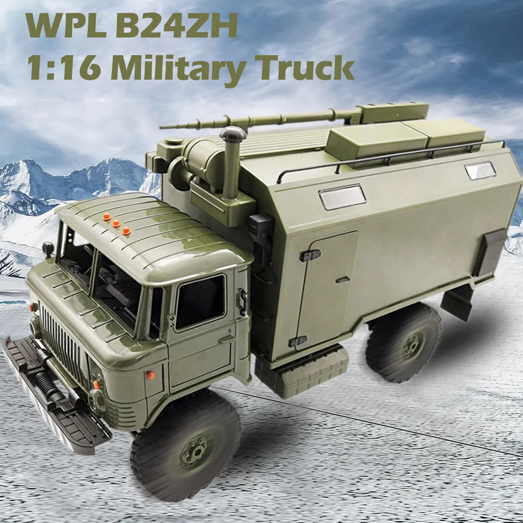 WPL B24ZH 1:16 2 4G 4WD RC военный грузовик внедорожный Рок Гусеничный RTR зеленый с