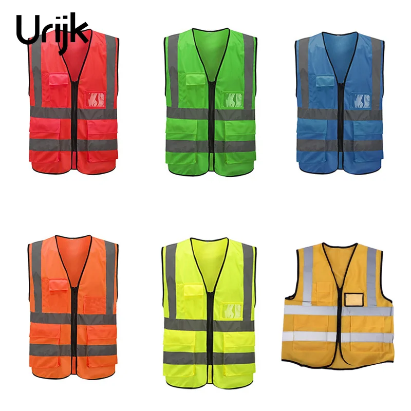 

Urijk 1PC Safety Reflective Vest Multi-pocket Work Uniforms Reflective Riding Safety Road Traffic Sanitation Reflective Clothing